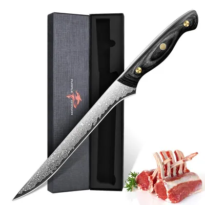 Obrázok produktu pre Nôž Ausbeinmesser, 20 cm, oceľ VG10 (jadrá), celočírny (full tang), rukoväť z ebenového dreva, damašková oceľ