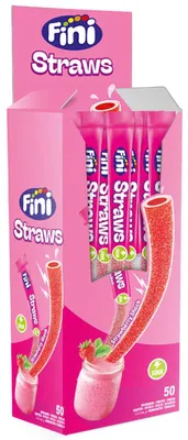 Produktbild von Fini Straws Strawberry Shock Sour 50x25g