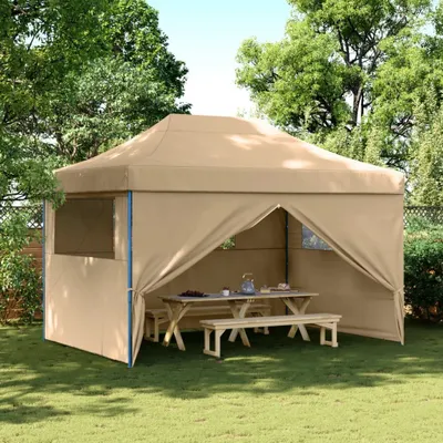 Image de Maison Exclusive - Tente de réception pliable Pop-Up avec 4 panneaux latéraux, beige