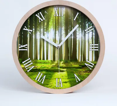 Produktbild von Holzuhr 25fi cm wanduhr - weiße Spitzen - Wald in der Sonne