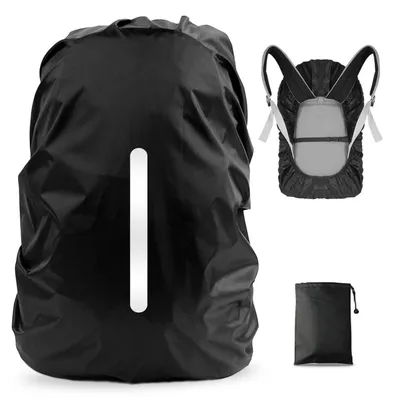 Obrázok produktu pre Nepremokavý obal na batoh s reflexnými prvkami, určený na outdoorové aktivity, čierna farba, veľkosť S (18-25 litrov)