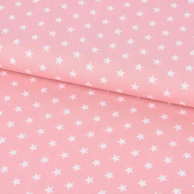 Produktbild von Baumwollstoff Meterware Sterne 1x1cm rosa weiß 140cm