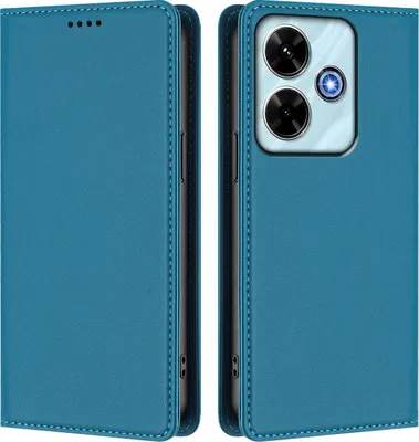 Obrázek produktu pro Kožené pouzdro pro Xiaomi Redmi 13 4G, magnetické flipové pouzdro zPolyuretankůže se stojánkem Jezerní modrá