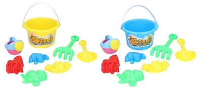 Produktbild von 8-teiliges Sandspielzeug Set: Eimer, Gießkanne, Schaufel, Rechen, 4 Förmchen