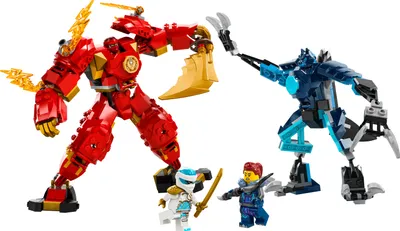 Produktbild von LEGO NINJAGO Kais Feuermech, Actionfiguren-Spielzeug für Kinder mit roter Mech-Figur zum Umgestalten, Ninja-Set mit 4 Figuren inkl. Kai und Zane, Geschenk für 7-jährige Jungs und Mädchen 71808