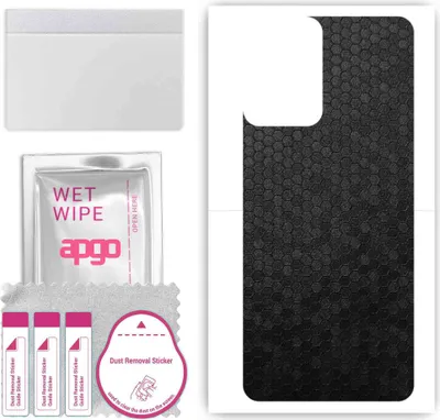 Produktbild von apgo Rückseite Schutzfolie, Skin, kompatibel mit Motorola Moto G04s, Hinten Displayschutzfolie aus Vinylfolie, kratzfest, einfache Montage - Schwarze Honigwabe