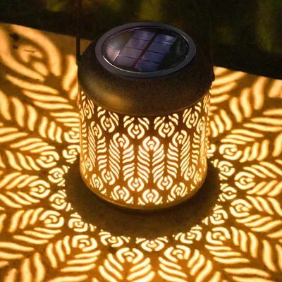 Solar-Hängelaterne 2er-Pack, Metall, LED, wasserdicht, schwarz