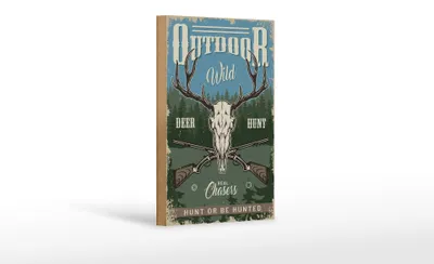 Produktbild von Holzschild Jagd 12x18cm Outdoor wild deer hunt
