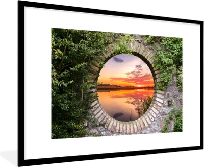 Produktbild von MuchoWow® Gerahmtes Poster Meer - Sonnenuntergang - Ausblick 90x60 cm - Poster mit Schwarzem Bilderrahmen Wandposter Rahmen Foto Bilder - Wanddekoration - Fotos