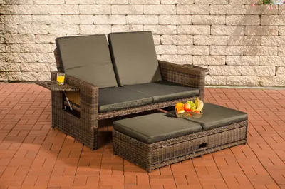 Produktbild von CLP Polyrattan Sofa Ancona 5mm braun-meliert Polsterfarbe Anthrazit