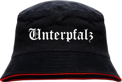 Produktbild von Unterpfalz Anglerhut - Altdeutsche Schrift - Schwarz-Roter Fischerhut S/M SchwarzRot