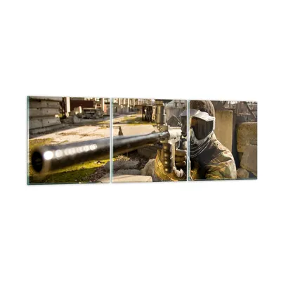 Produktbild von Bilder auf glas - Paintball Pistole Spieler - 90x30cm - Glasbilder - Wandbilder - Kunstdruck - zum Aufhängen bereit - Wanddekoration aus Glas - Glas Bilder - Wandbild auf Glas - GCA90x30-0140