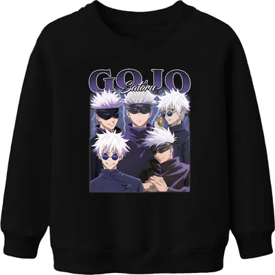 Produktbild von Gojo Satoru Jujutsu Kaisen Augenbinde weißes Haar Anime Geschenk Uni Kinder Sweatshirt Pullover, Schwarz, 152