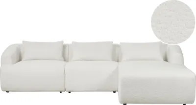 Produktbild von BELIANI Ecksofa Cremeweiß Bouclé L-förmig 3-Sitzer Sofa mit Chaiselongue Linksseitig Wohnzimmermöbel Modern Wohnzimmer Ausstattung Wohnecke Sitzecke