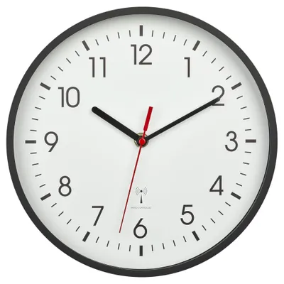 Produktbild von Tyme Funkwanduhr 24,5 cm, Analog, DCF77, Schwarz Weiß
