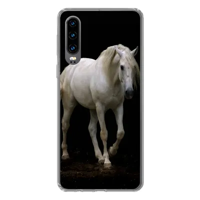 Produktbild von MuchoWow® Handyhülle Schutzhülle Hülle für Huawei P30 Pferde - Nutztiere - Schwarz Silikon Softcase Handy Hülle - Kartenbesitzer