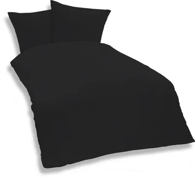 Produktbild von Uni Bettwäsche 200x200 cm schwarz Einfarbig Mikrofaser Garnitur