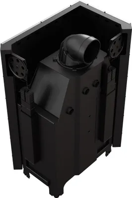 Produktbild von Kamineinsatz KRATKI MBA links 17 kW Ø 200 mit Schiebetür gebogenes Glas schwarz Verkleidung