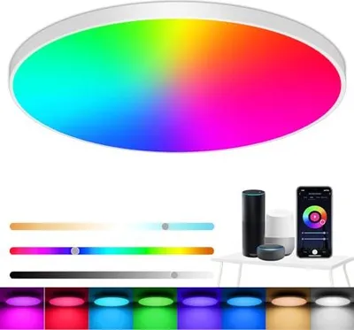 Zdjęcie produktu dla Eregou LED ściemnialna lampa sufitowa, 24W 2400LM inteligentna lampa sufitowa RGB, IP44 lampa do salonu lampa do sypialni, kompatybilna z Alexa APP Google