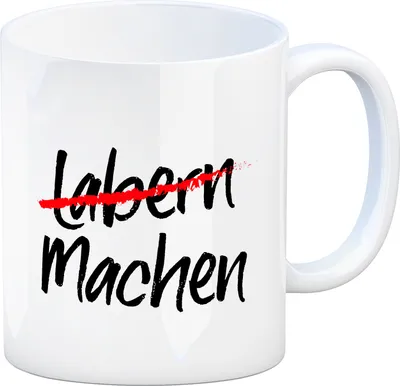 Produktbild von Kaffeebecher mit Spruch: Lachen/Machen Kaffeetasse Tasse