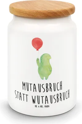 Produktbild von Mr. & Mrs. Panda behälter Schildkröte Luftballon - Weiß - Geschenk, Frischhaltedose, Motivationsspruch, Vorratsdose, Keksdose, Schildkröten, Kaffeedose, Dose, Ballon
