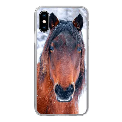 Produktbild von MuchoWow® Handyhülle Schutzhülle Hülle für iPhone X Pferd - Winter - Schneeflocke Silikon Softcase Handy Hülle - Handyhülle
