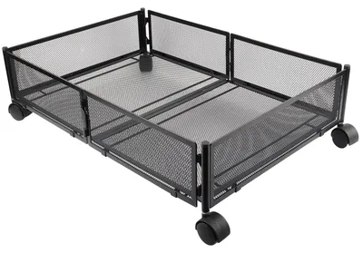 Produktbild von Unterbett Aufbewahrungsbox - Unterbettbox mit Rollen - Faltbar - Metallgestell - 60x40x17 cm - Schwarz