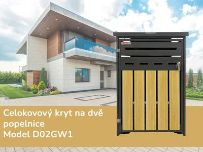 Obrázek produktu pro Přístřešek na popelnici D02GW1, celokovový kryt, moderní, antracit/hnědý