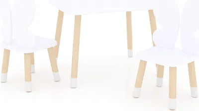Produktbild von DEKORMANDA – Kindertisch mit Stühlen – Kinderzimmermöbel – Schmetterlingsflügelstühle für kleine Tierliebhaber – Weiß