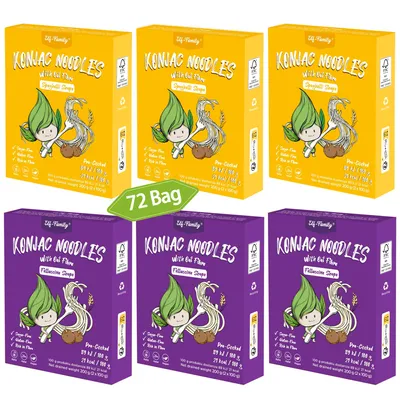 Produktbild von Premium Konjak Nudeln aus Thailand Vegan Glutenfrei-240g x72er Box(144 pack), Elf-Family Shirataki Nudeln Instant Nudeln Pasta/Keto/Low Carb/Kaloriena