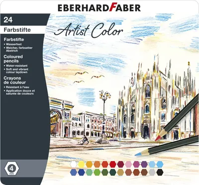 Produktbild von Eberhard Faber 516124 - Buntstifte Set Artist Color, 24 Farbstifte im Metalletui