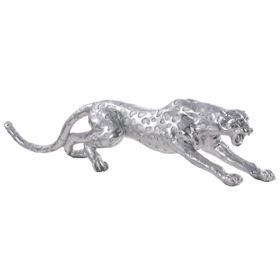 Zdjęcie produktu dla Gilde Figur, Gepard, Kunstharz, silberfarben, VE 1, L. 47.3 cm, B. 145 cm, H. 31 cm 59783 4001250597834