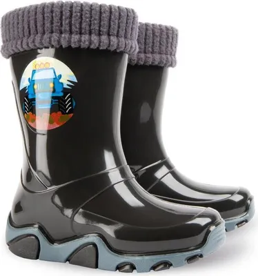 Produktbild von DEMAR Jungen Gummistiefel Kinderstiefel Gefüttert Regenstiefel mit Einlage Regenschuhe Wagen Schwarz Reflektiernd 31