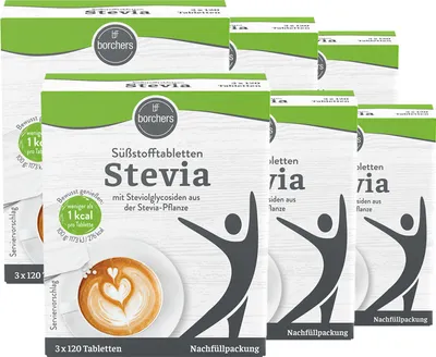 Produktbild von BORCHERS Stevia Nachfüllpack Süßstofftabletten (6x120Stk.)