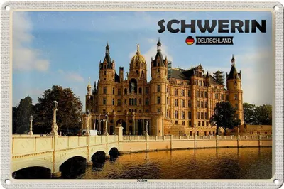 Produktbild von Blechschild Städte Schwerin Schloss Architektur 30x20cm