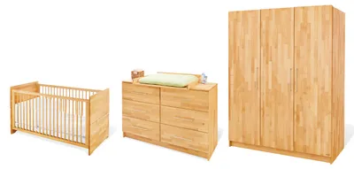 Produktbild von Pinolino 3-teiliges Kinderzimmer "Natura"(Kinderbett, Wickelkommode, Kleiderschrank),  102174XG, extrabreit