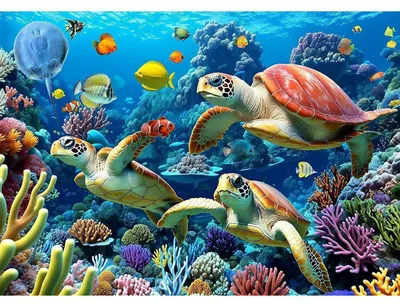 Produktbild von 5D Diamond Painting Set Meeresschildkröte 40x30cm Bastelset Erwachsene Kinder