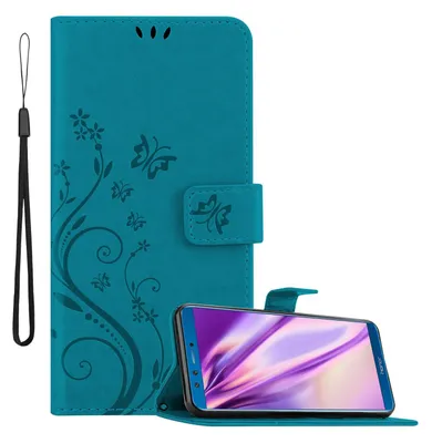 Produktbild von Cadorabo Hülle für Honor 9 LITE Schutz Hülle in Blau Schutzhülle Handy Hülle Etui Case Blumen Flower