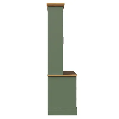 Produktbild von Flieks Küchenhochschrank mit 6 großen Schubladen und Glastüren, Stauraumschrank mit Kippschutz & Metallschienen, Sideboards 140x40x185cm, Grün