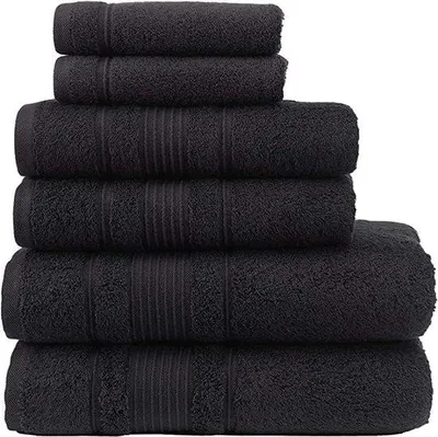 Produktbild von Unyqoos® 6-teiliges Premium-Handtuchset aus ägyptischer Baumwolle – 2x 69×140 cm Badetuch, 2x 40×61 cm Handtuch, 2x 30×30 cm Waschlappen, Dunkelgrau
