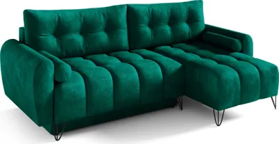 Produktbild von Elegante Ecke - Ecksofa Ohio mini Dunkelgrün - Couch mit Schlaffunktion, Bettzeugablage, L-förmiges Ecksofa Wohnzimmermöbel, Wohnzimmergarnitur, Sofagarnitur
