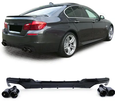Für BMW F10 F11 535 2010-2017 Heckdiffusor Stoßstange + Endrohre Schwarz Glanz in der Farbe Schwarz von Carparts-Online GmbH