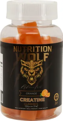Produktbild von Nutrition Wolf Kreatin Gummies 60 Stk - 5 g Creatin pro Portion, ohne Pulver - Orange