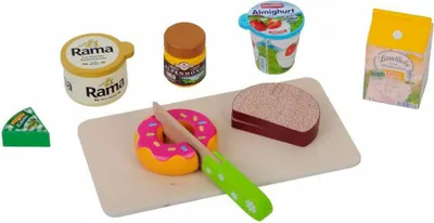 Produktbild von Tanner der kleine Kaufmann Frühstücks-Set aus Holz, mit verschiedenen Produkten