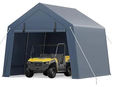 Produktbild von Outdoor Geräteschuppen - Mobiles Garagenzelt/Carport 3x3 m - Schwerlast - Wasserdicht - Rolltor - Für Auto, Motorrad, Gartengeräte, Werkzeuge - Grau