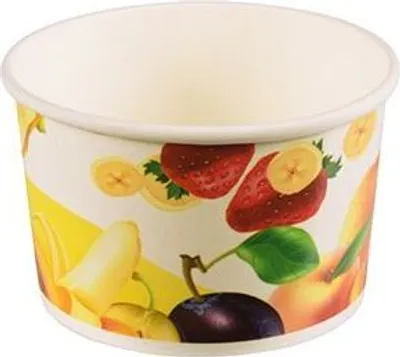 Produktbild von 50 tradingbay24 Eisbecher, Pappe rund 200 ml Ø 9,5 cm, 6 cm tbU90237 Eis-Schale Dessertschalen Früchte-Dekor