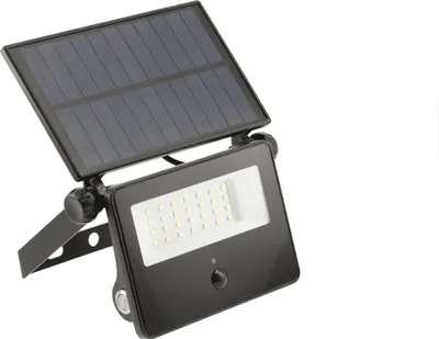 Produktbild von 850 Lumen LED Solarfluter Außenleuchte mit Bewegungssensor in schwarz eckig|14 x 14,7 cm Kaltweiß