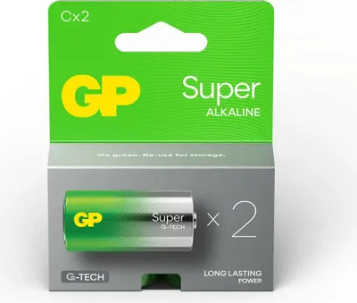 Produktbild von GP Batteries Super Alkaline GP14A, Einwegbatterie, C, LR14, Alkali, 1,5 V, 2 Stück(e), Cd (cadmium), Hg (Quecksilber)