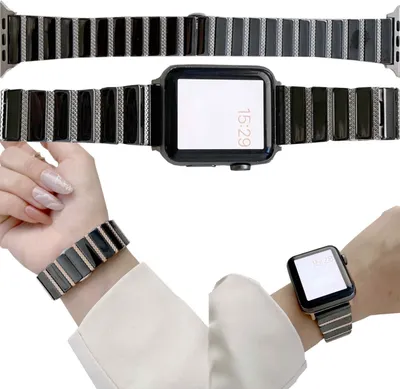 Obrázok produktu pre Pre Apple Watch Series 9 8 7 41 / 6 SE 5 4 40 / 3 2 1 38 mm keramický oceľový náhradný náramok Smart Watch New