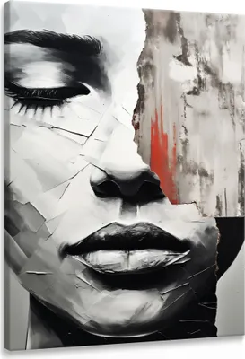 Produktbild von Muralo Leinwandbild Canvas Wandbild Frau GESICHT Porträt Abstraktion Malarei Wanddeko 40 cm x 60 cm